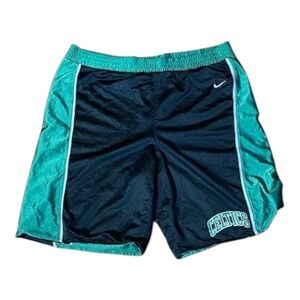 Vintage Nike Boston Celtics Athletic Dazzle Shorts Black Green Reversible A8
